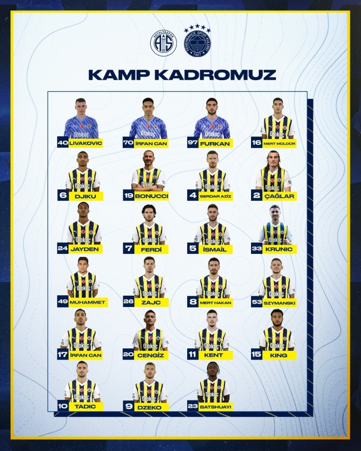 Fenerbahçenin Antalyaspor maçı kamp kadrosu belli oldu
