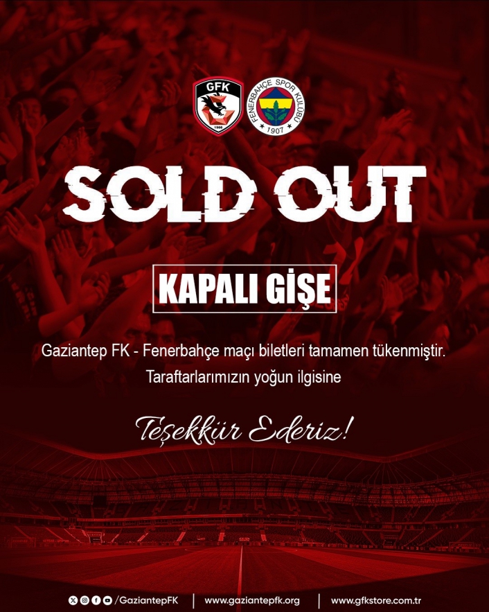 Gaziantep FK - Fenerbahçe maçı biletleri tükendi
